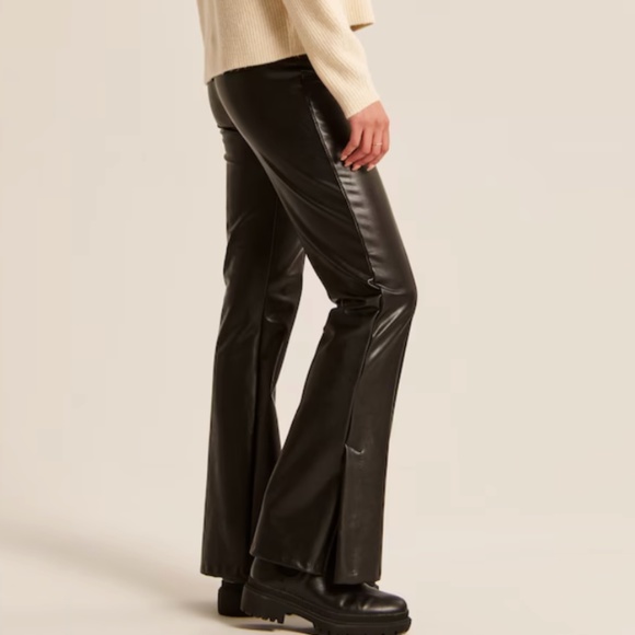 Abercrombie & Fitch Vegan Leather Flare Pant - Picture 3 of 13